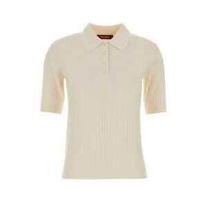 Mm Studio Women Ivory Viscose Blend Oscuri Polo Shirt